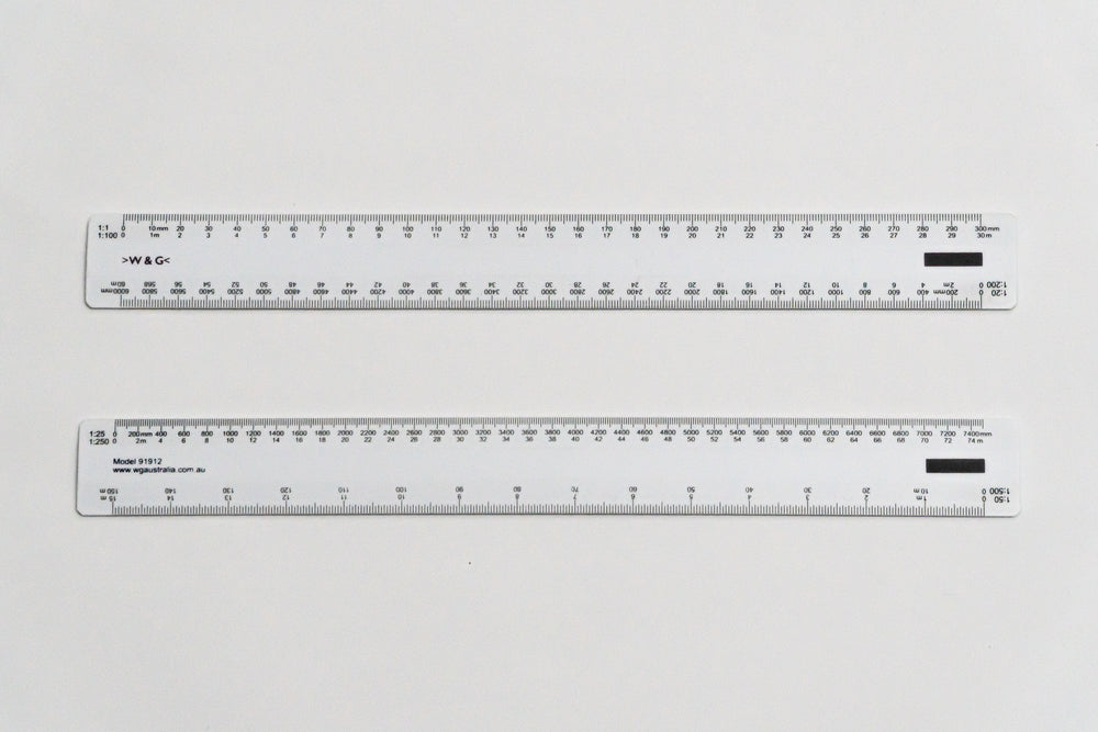 91912 Ratios: 1:1, 20, 25, 50, 100, 200, 250, 500 - Hand scale ruler, 300mm