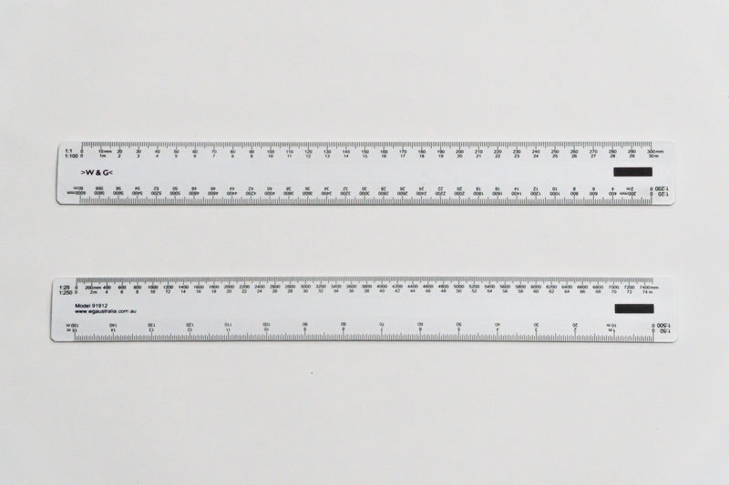 91912 Ratios: 1:1, 20, 25, 50, 100, 200, 250, 500 - Hand scale ruler, 300mm
