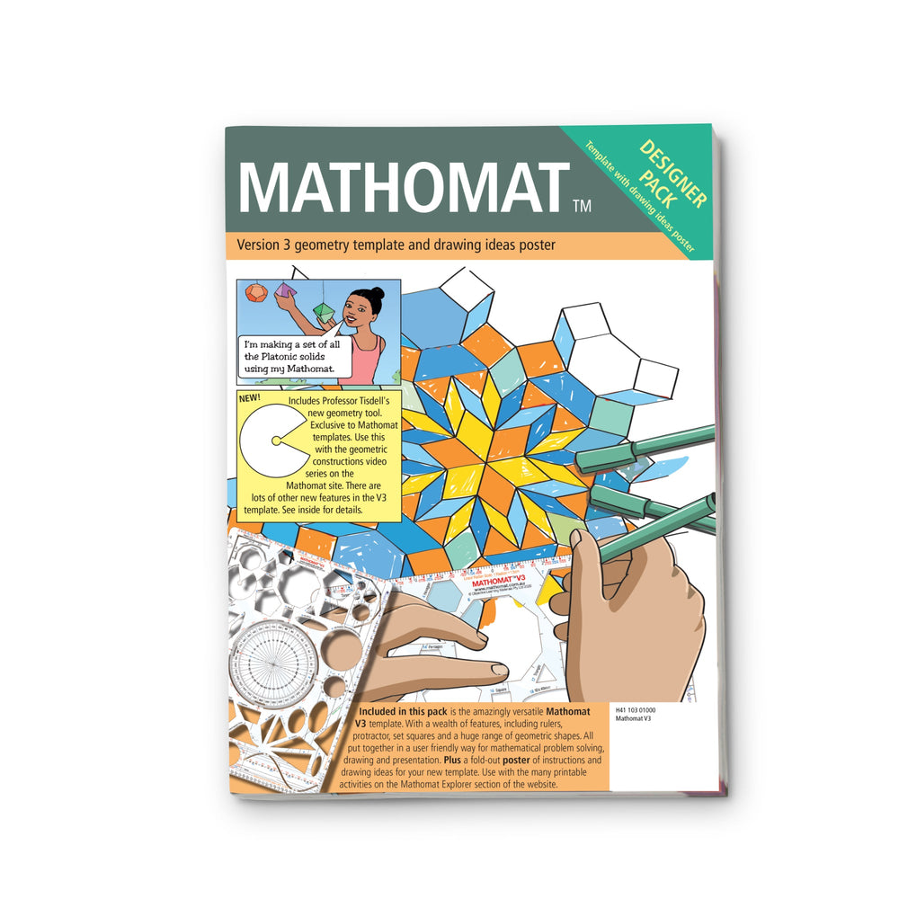 Mathomat V3B Geometry Template<br>with single scale protractor<br>(Designer pack)