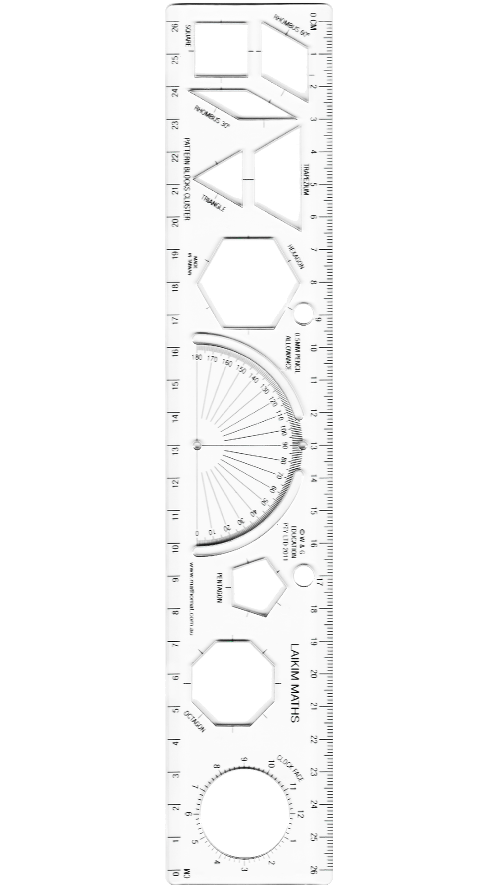 LaikimCombined Ruler Template – Mathomat geometry drawing template